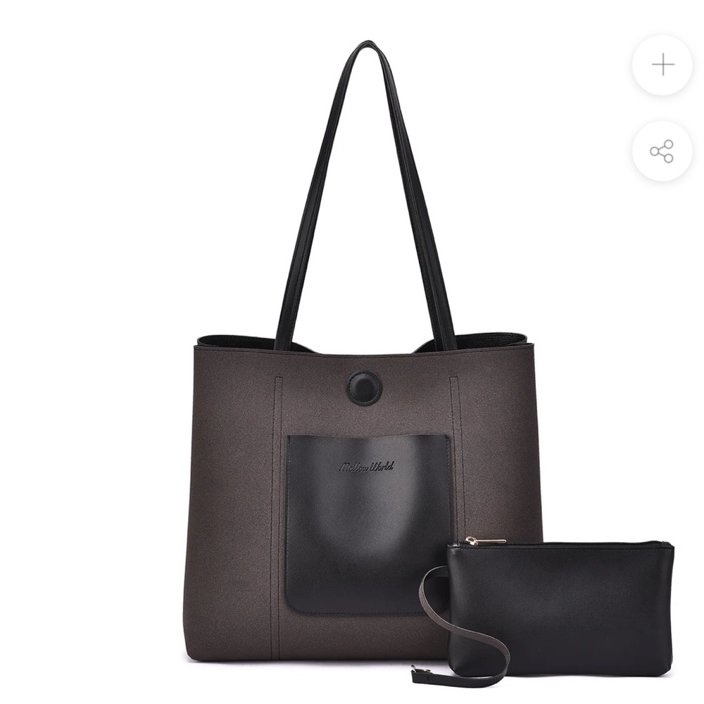 Mellow World Sadie Reversible Black Tote Bag with Structured Design - Picture 3 of 11